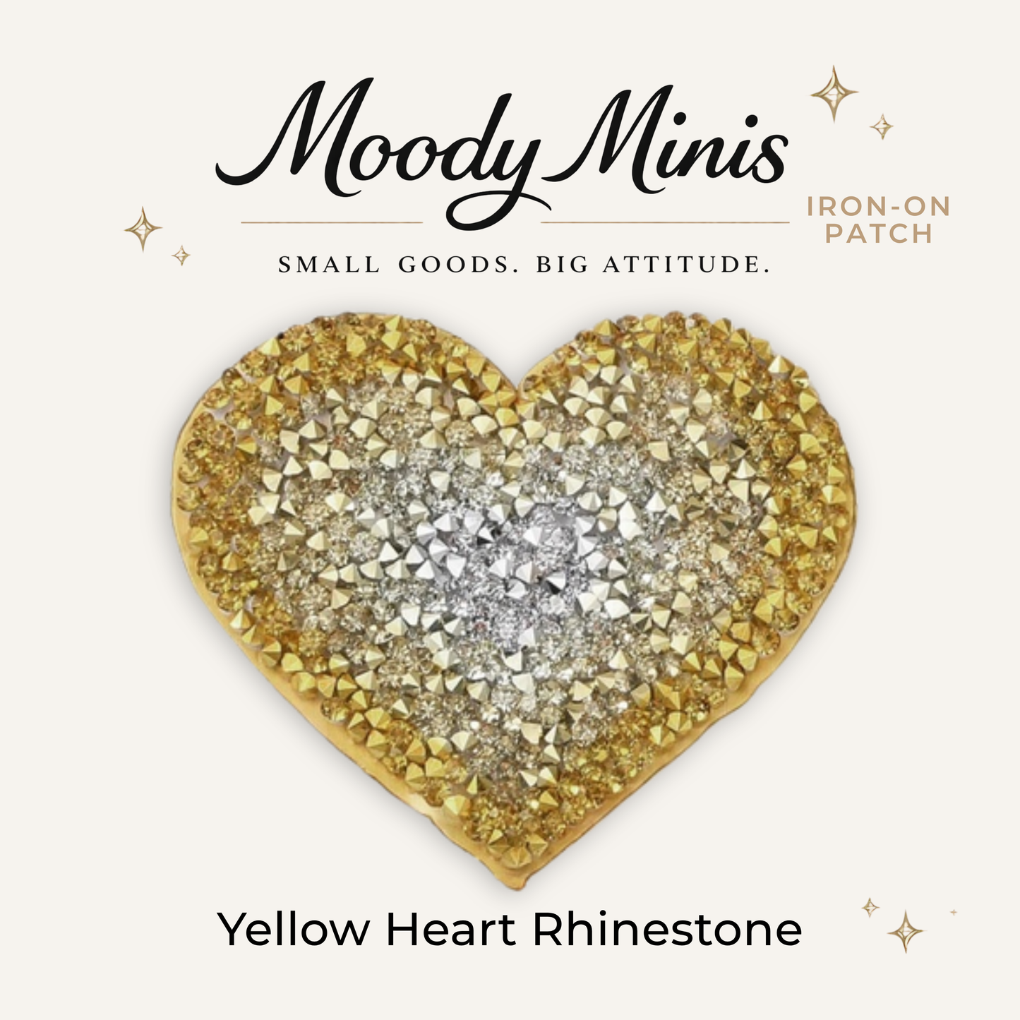Yellow Heart Rhinestone Patch- RTS