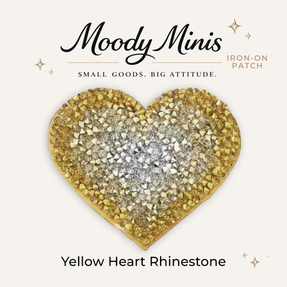 Yellow Heart Rhinestone Patch- RTS