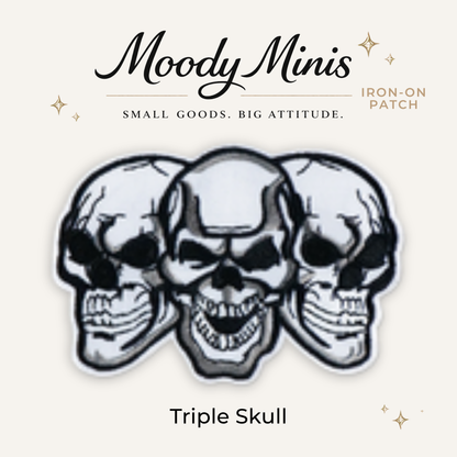 Triple Skull Embroidered Patch- RTS