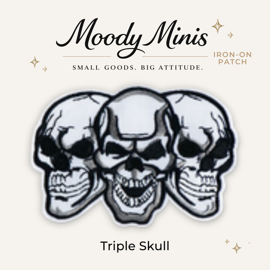 Triple Skull Embroidered Patch- RTS