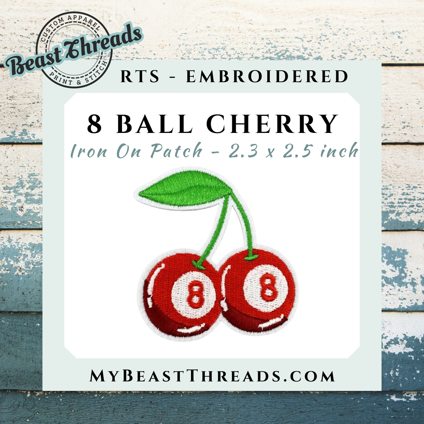 Cherry 8 Ball Embroidered Patch- RTS