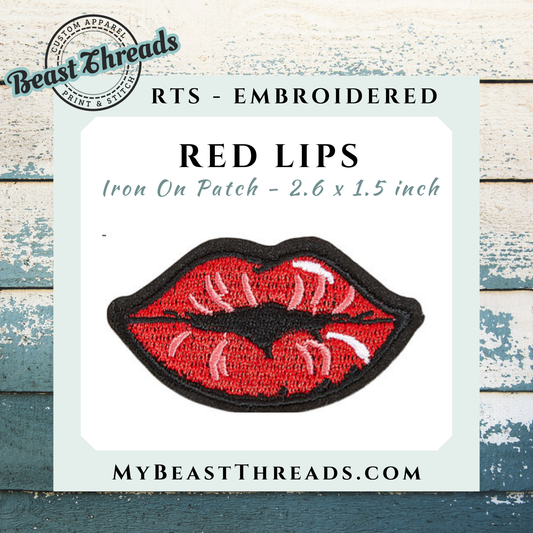 Red Lips Embroidered Patch- RTS