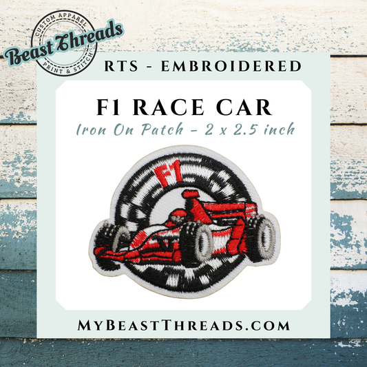 F1 Race Car Embroidered Patch- RTS