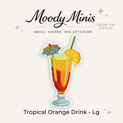 Tropical Orange Drink Lg Embroidered Patch