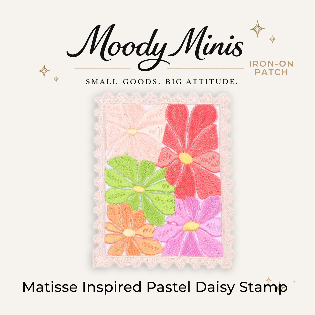 Matisse Inspired Pastel Daisy Stamp Embroidered Patch