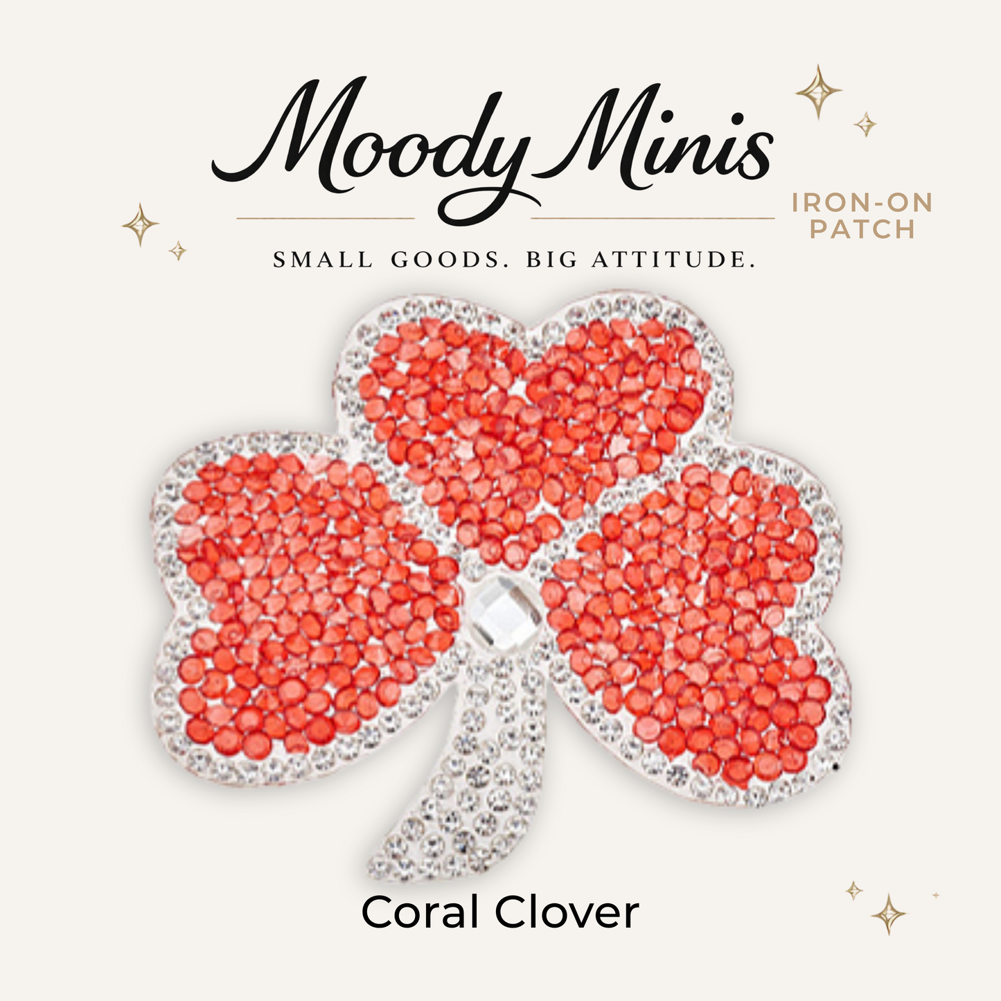 Coral Clover Rhinestone Patch- RTS