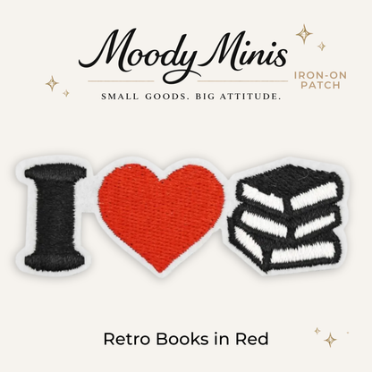 Retro I Love Books Embroidered Patch