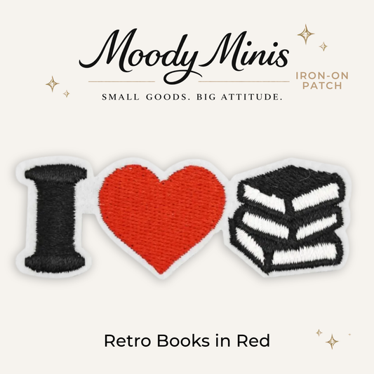 Retro I Love Books Embroidered Patch