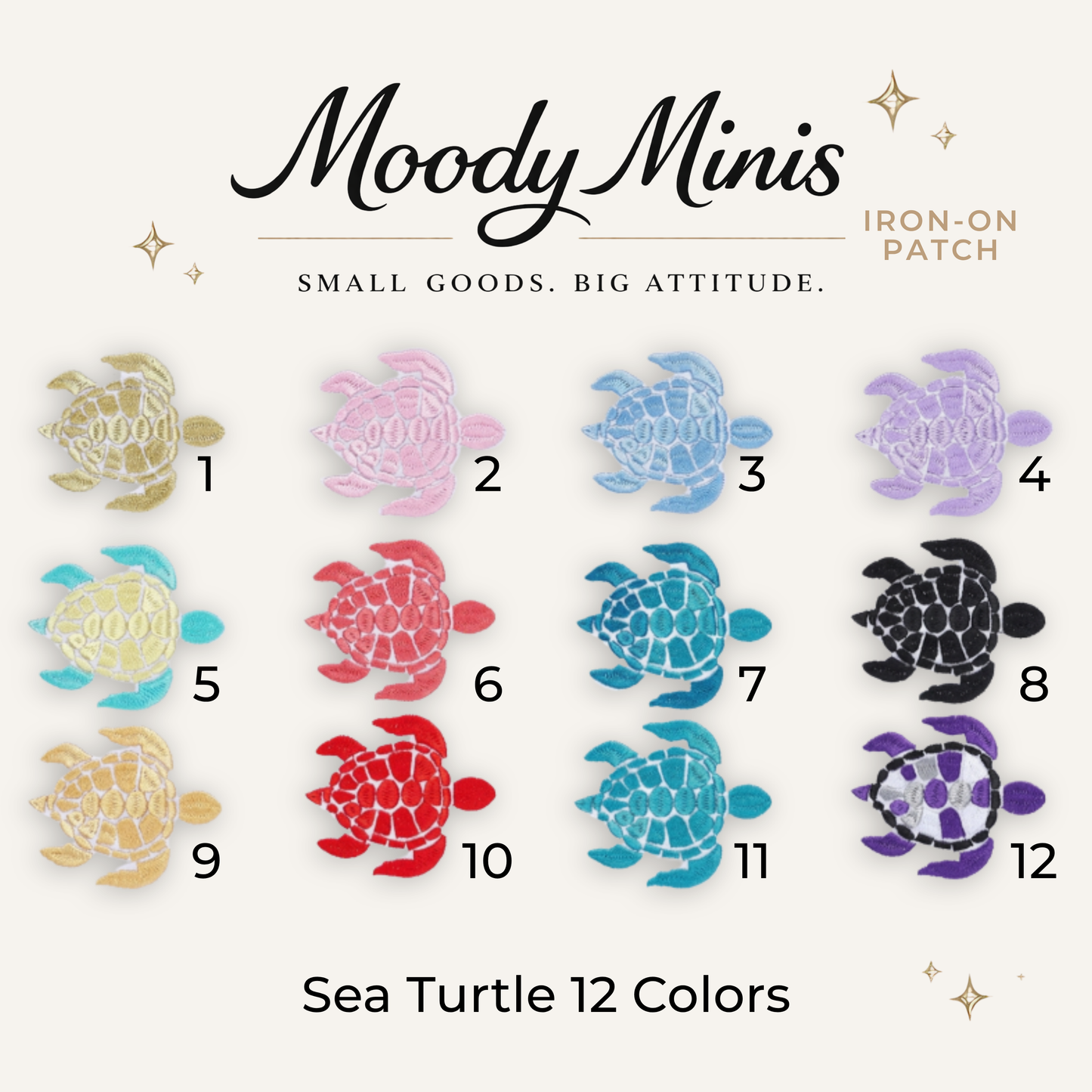 Sea Turtle 12 Colors Embroidered Patch