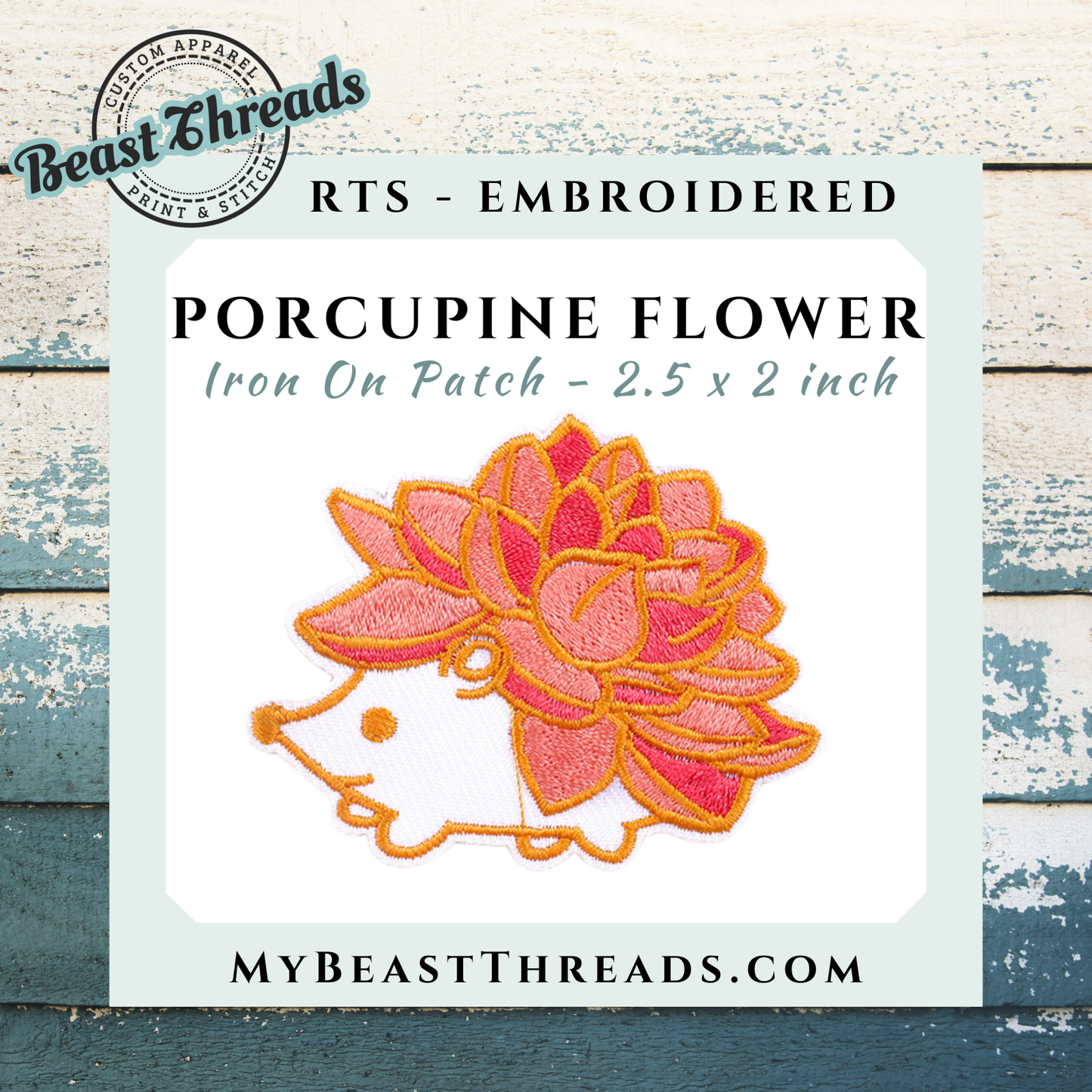 Porcupine Flower Embroidered Patch- RTS
