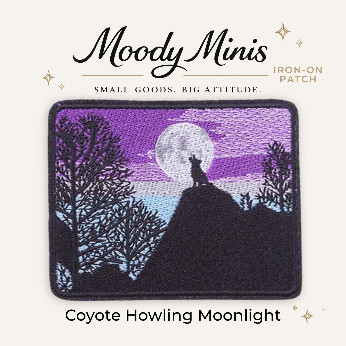 Coyote Howling Moonlight Embroidered Patch