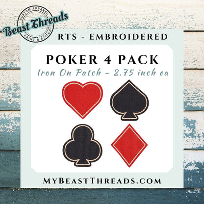 Poker 4 Pack Embroidered Patch - RTS