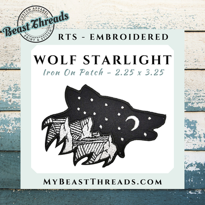 Wolf Starlight Embroidered Patch- RTS