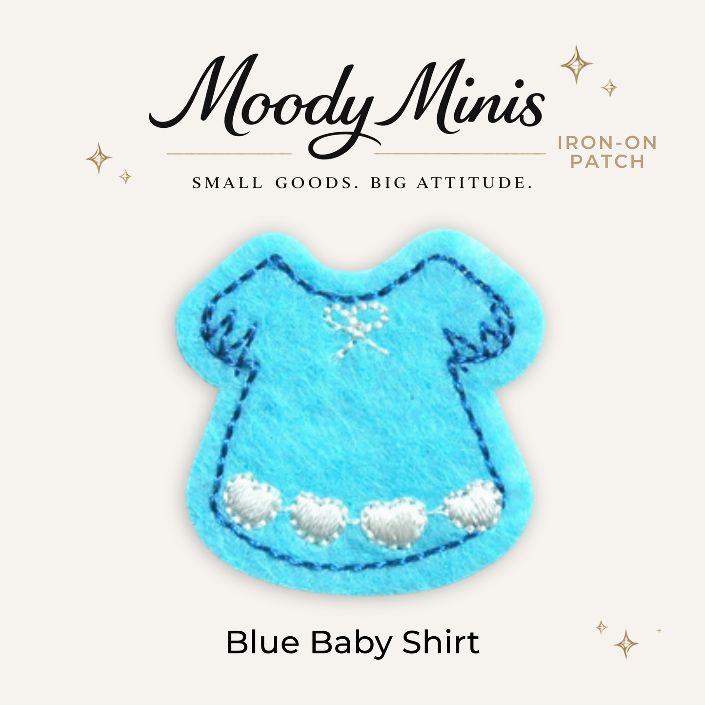 Baby Blue Shirt Embroidered Patch- RTS