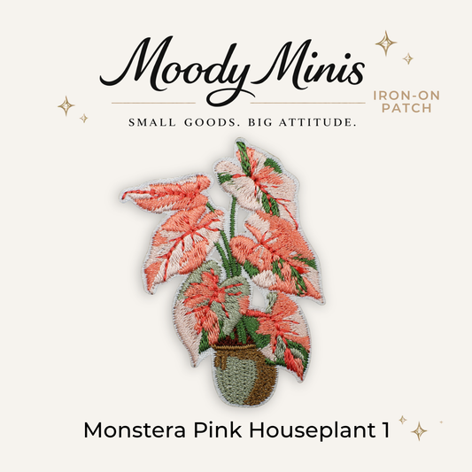Monstera Pink Houseplant 1 Embroidered Patch