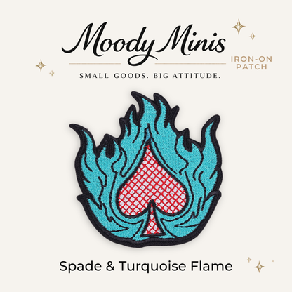 Spade & Turquoise Flame Embroidered Patch
