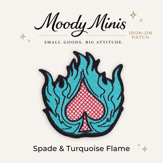 Spade & Turquoise Flame Embroidered Patch