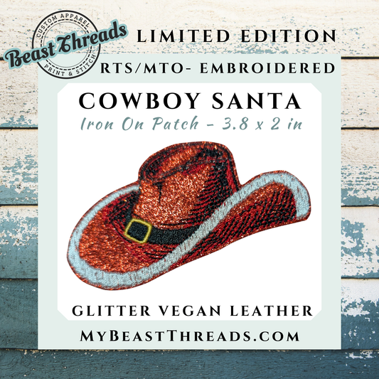 Cowboy Santa Hat Embroidered Patch - RTS/MTO