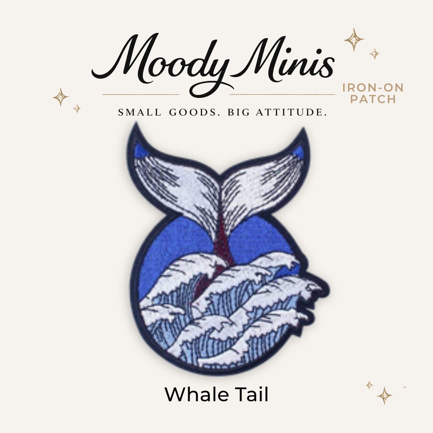 Whale Tale Embroidered Patch- RTS