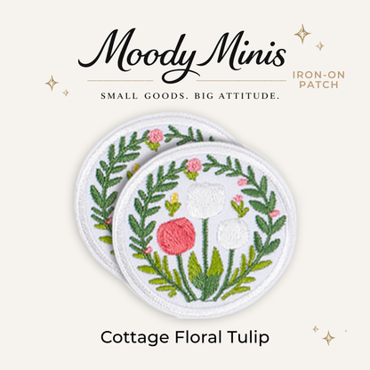 Cottage Floral Tulip Embroidered Patch