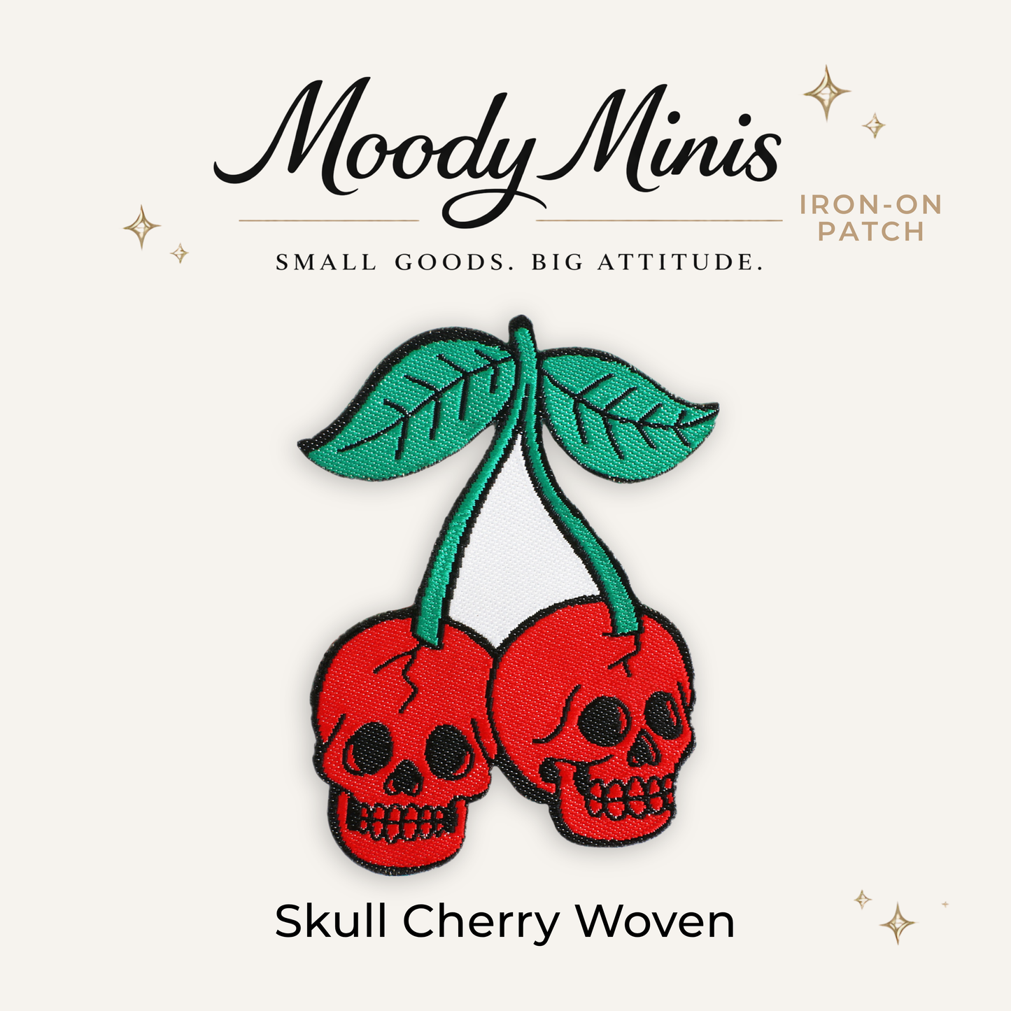 Cherry Skull Woven Patch