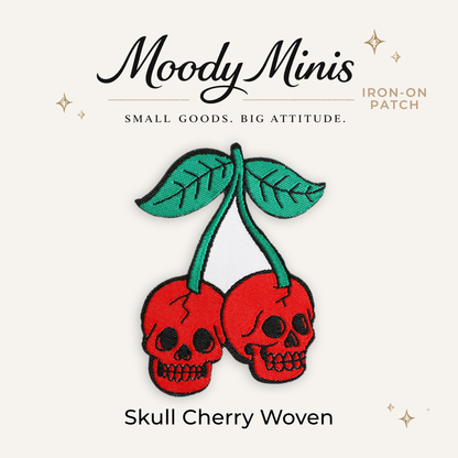 Cherry Skull Woven Patch