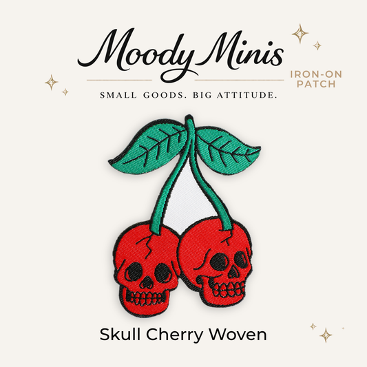 Cherry Skull Woven Patch