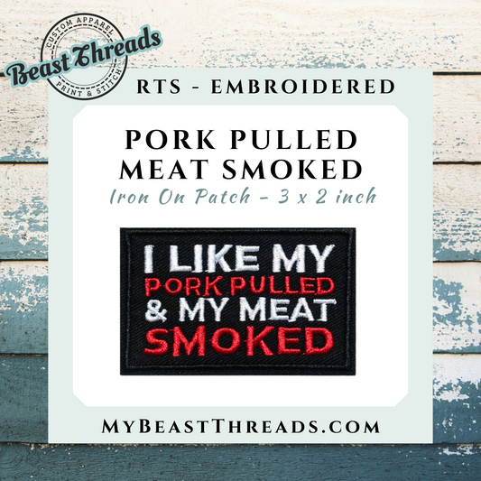Pork Pulled Meat Smoked Embroidered Patch