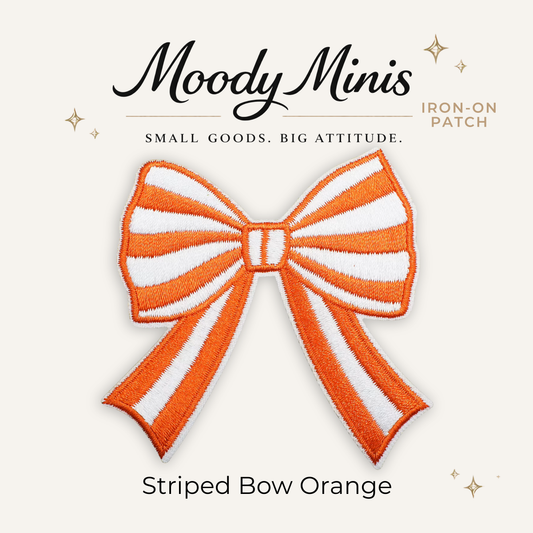 Striped Bow Orange Embroidered Patch