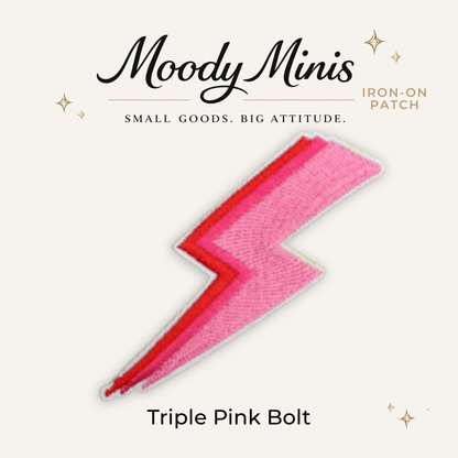 Triple Pink Bolt Embroidered Patch- RTS