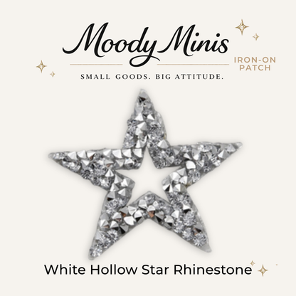 White Hollow Star Rhinestone Patch- RTS