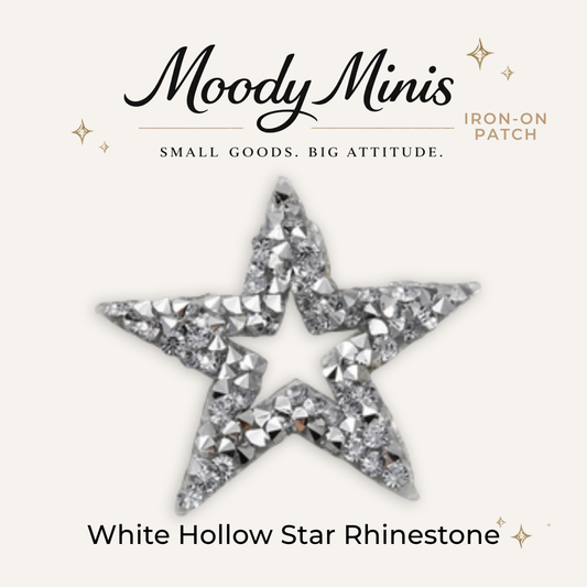 White Hollow Star Rhinestone Patch- RTS