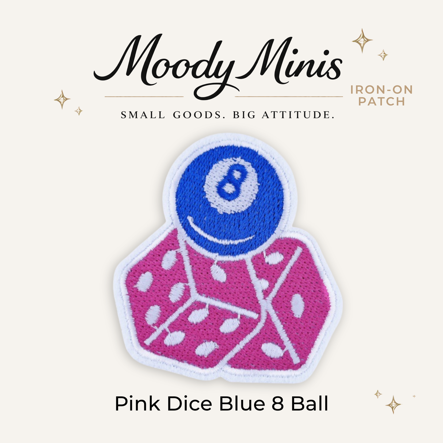 Pink Dice Blue 8 Ball Embroidered Patch
