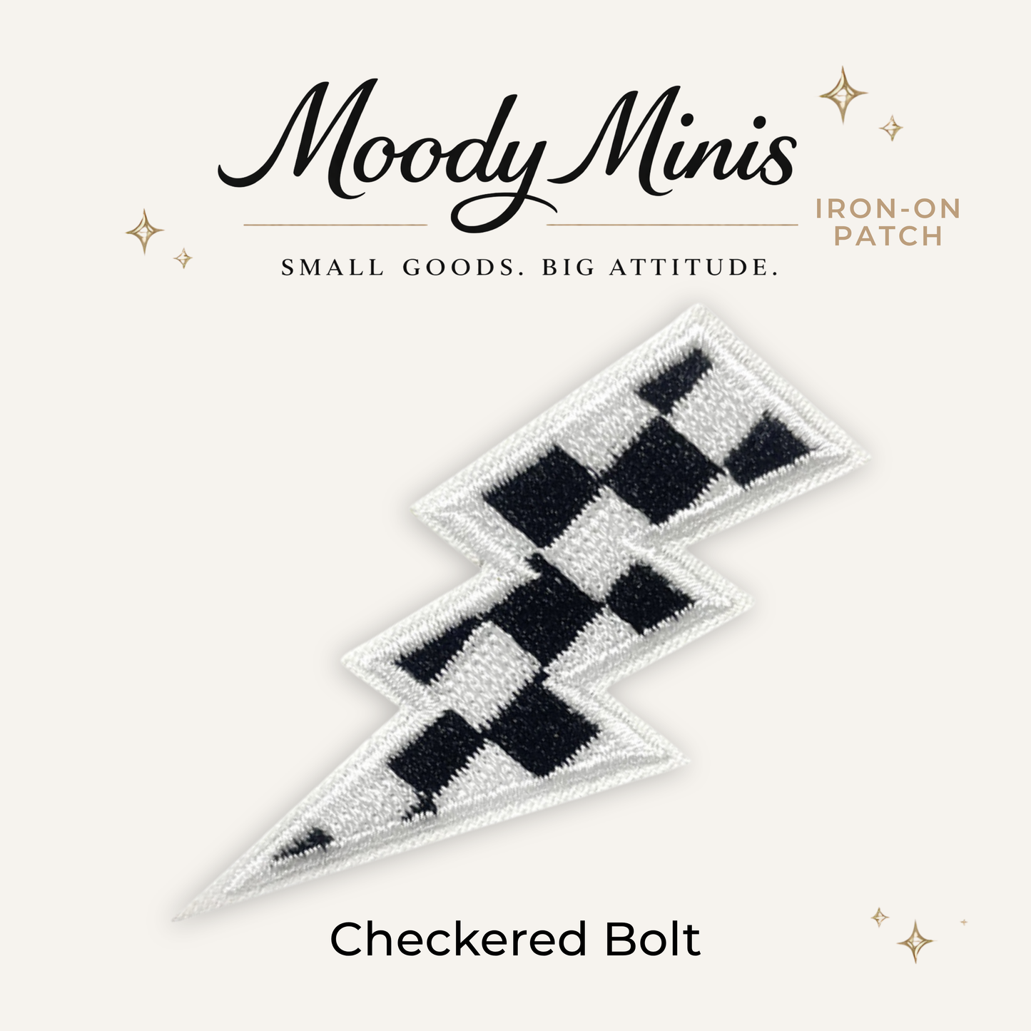 Checkered Bolt Embroidered Patch- RTS