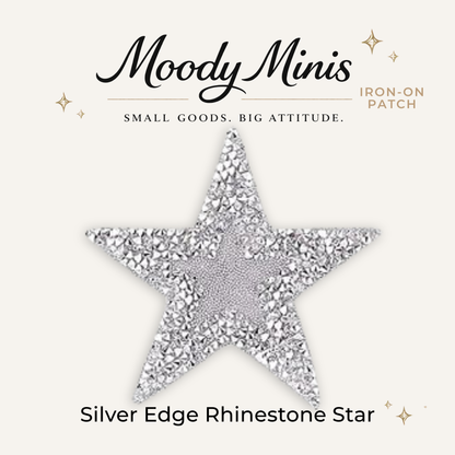 Silver Edge Star Rhinestone Patch- RTS