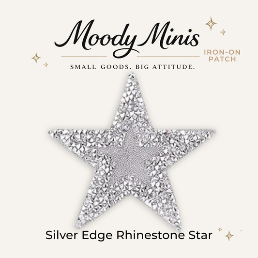 Silver Edge Star Rhinestone Patch- RTS
