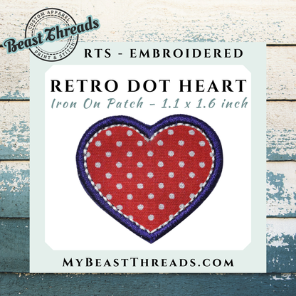 Retro Dot Heart Embroidered Patch- RTS