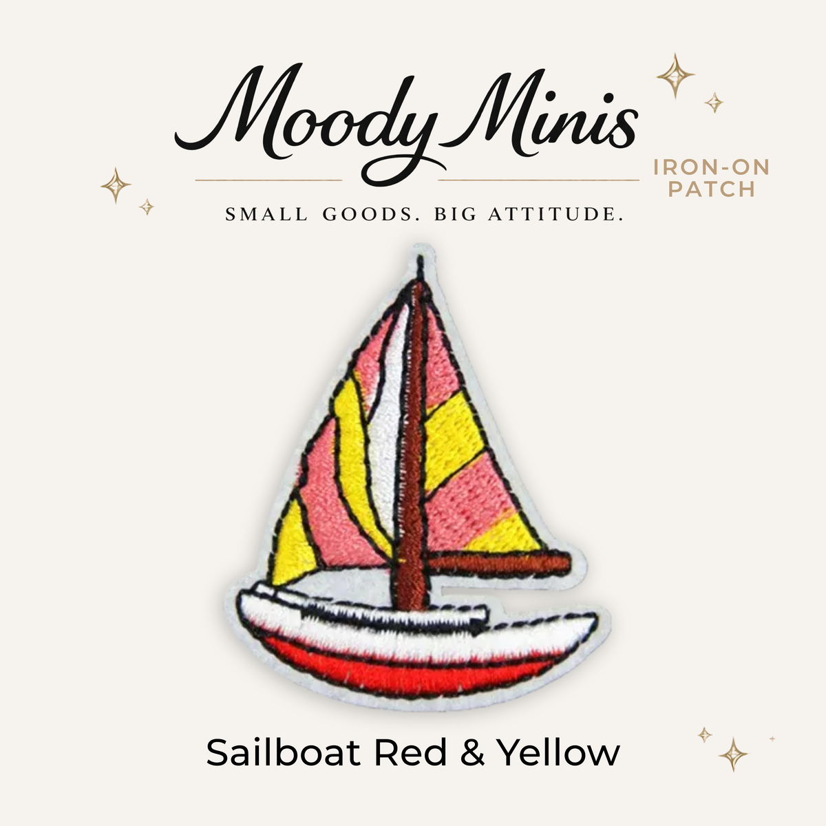 Sailboat Red & Yellow Embroidered Patch