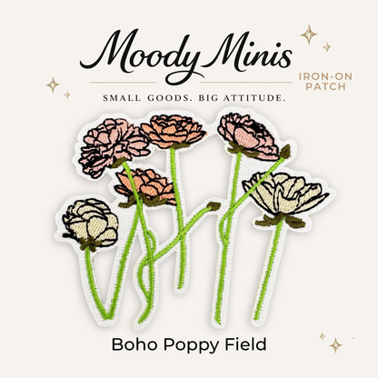 Boho Poppy Field Embroidered Patch