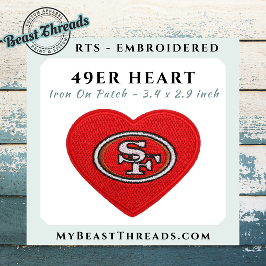 49ers Heart Embroidered Patch- RTS