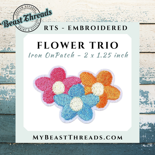 Flower Trio Embroidered Patch - RTS
