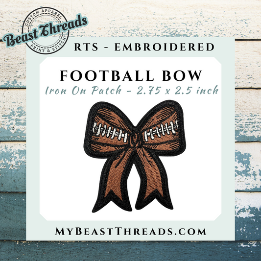 Football Bow Embroidered Patch