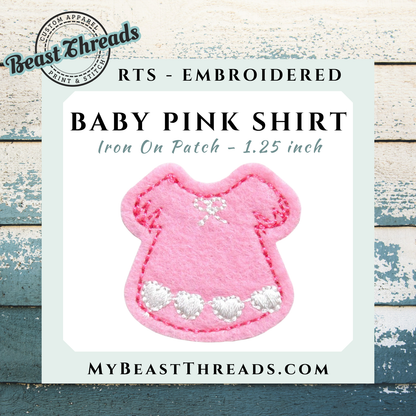 Baby Pink Shirt Embroidered Patch- RTS