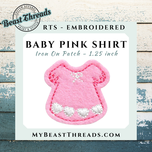 Baby Pink Shirt Embroidered Patch- RTS