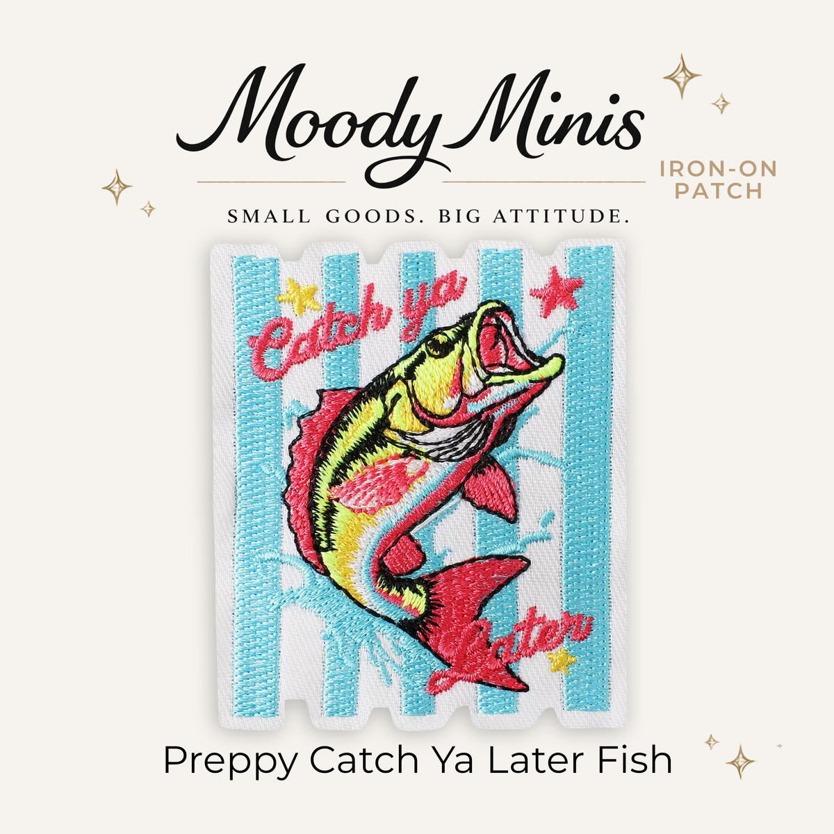 Preppy Catch Ya Later Fish Embroidered Patch