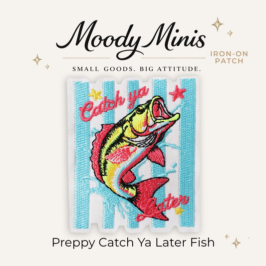 Preppy Catch Ya Later Fish Embroidered Patch