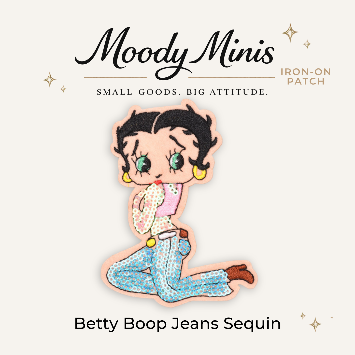 Betty Boop Jeans Embroidered Patch- RTS