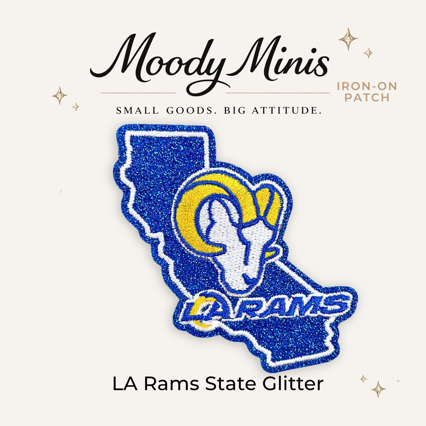 LA Rams State Glitter Embroidered Patch