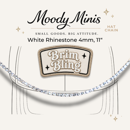 White Rhinestone 4mm - 11 Inch Hat Chains