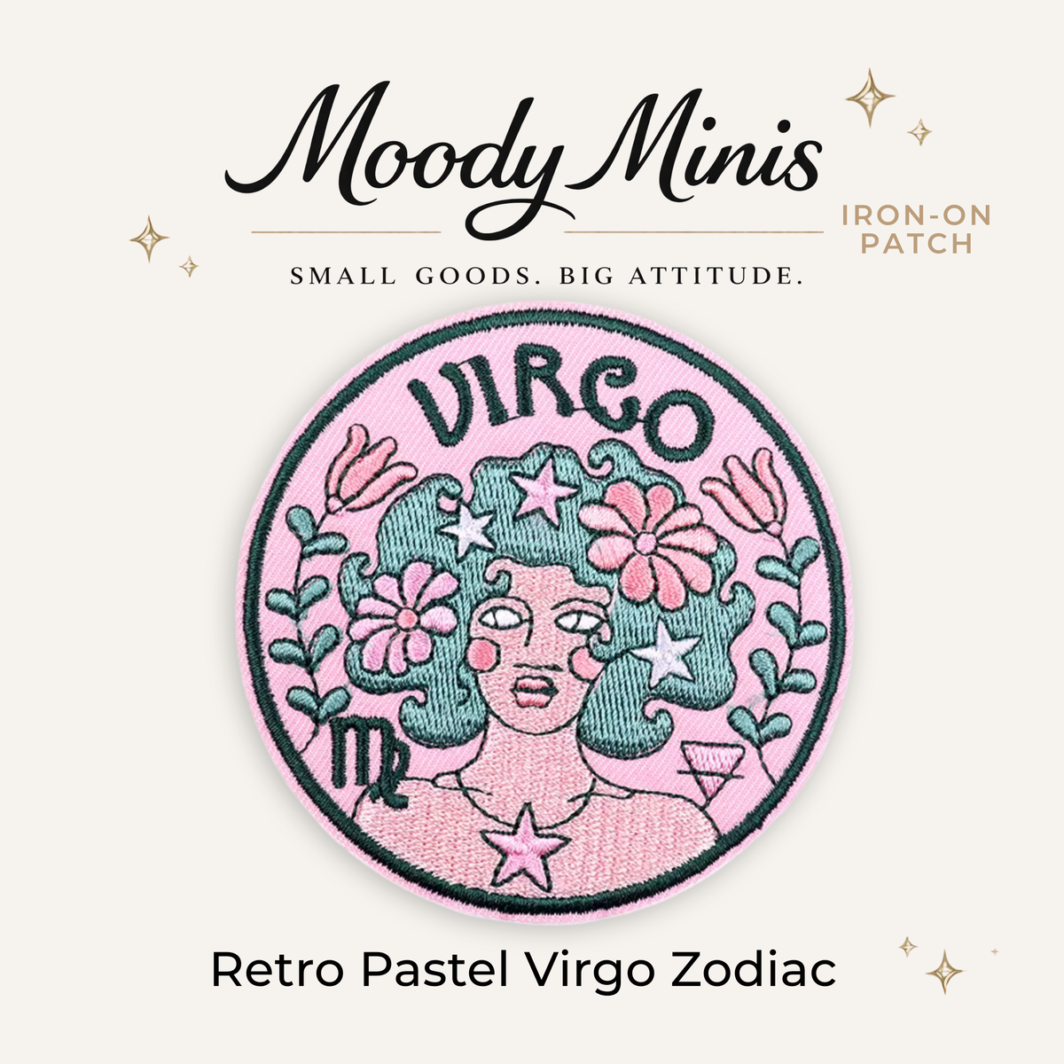 Retro Pastel Virgo Zodiac Embroidered Patch